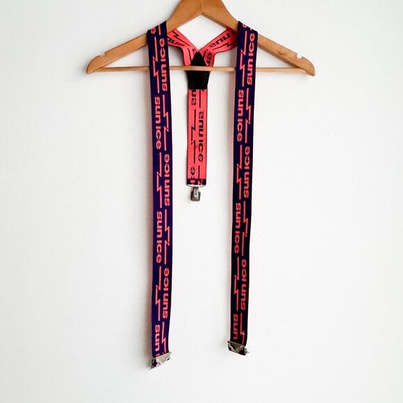 Vintage SUNICE Reversible Pink Purple Elastic Suspenders - Picture 5 of 5
